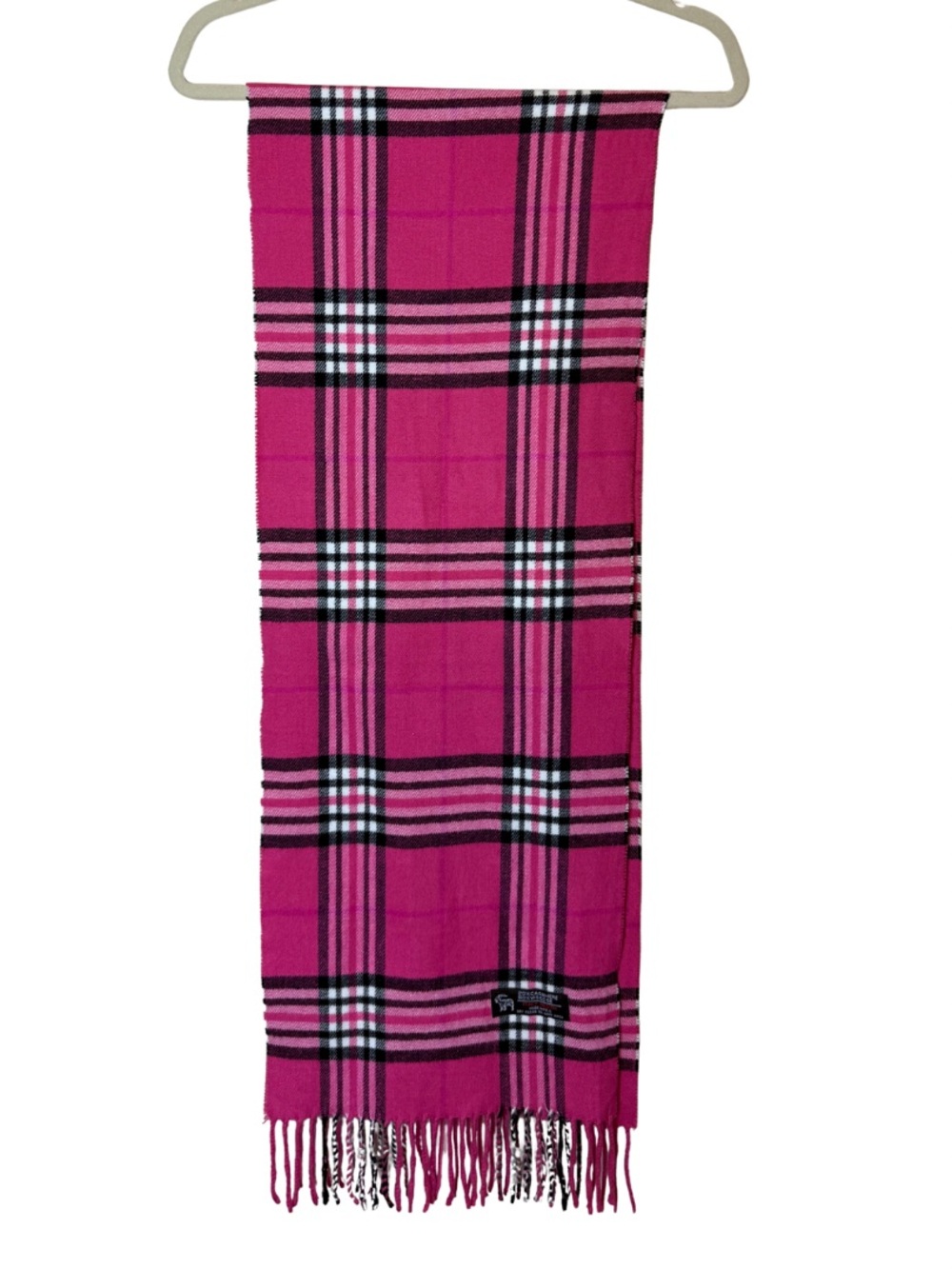 Italy Design | Magenta Plaid Fringe Scarf | One Size | NWOT | Chic Classic Fall